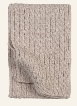 Stickad halsduk sand - 23x146 cm